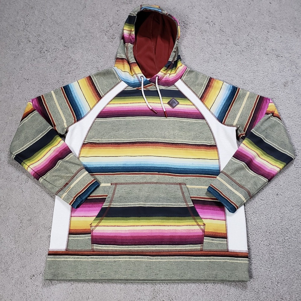 Burton Hoodie Women Large Heron Dryride Fleece Striped Pocket Snowboard Ski